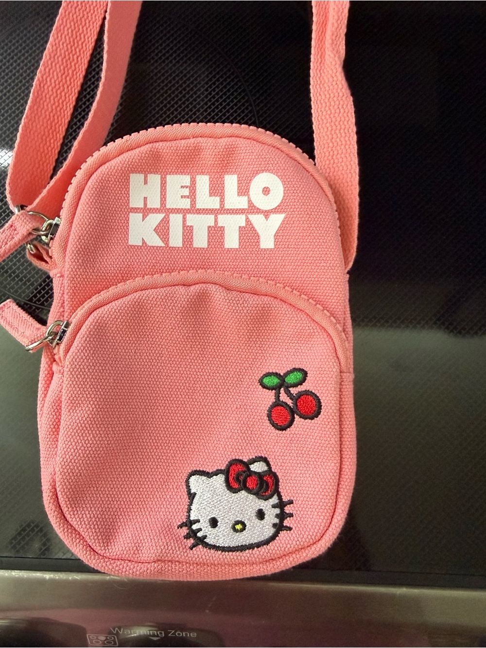 Hello Kitty Pink Cherry Embroidered Kids Crossbody Bag